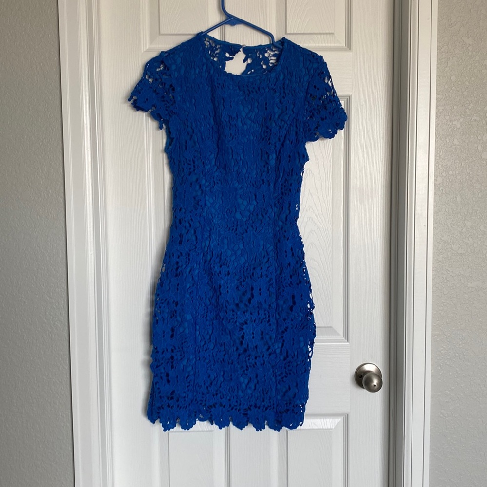 Womens cobalt blue lace dress